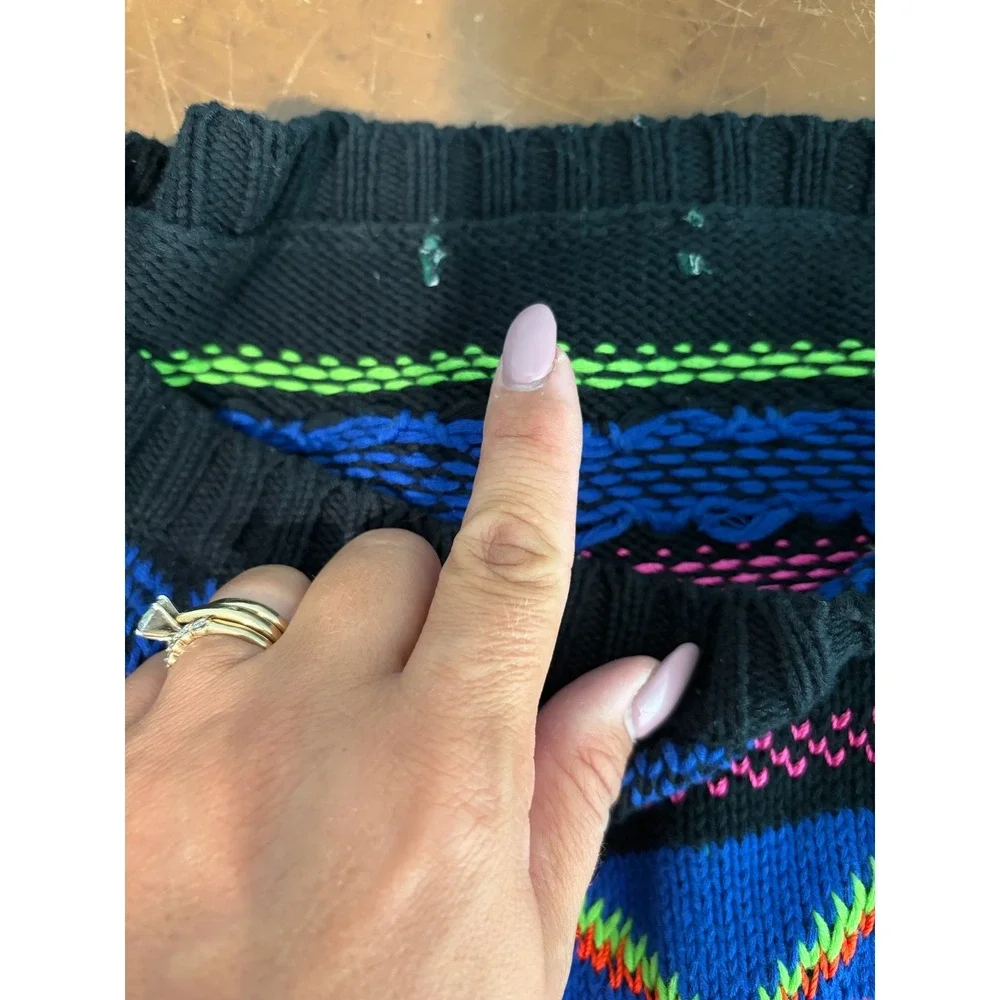 VTG Lauren Ralph Lauren Neon Fair Isle Geometric Sweater Sz M Chunky Fisherman